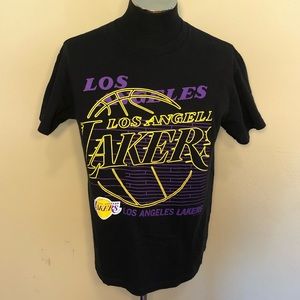 Los Angeles Lakers Neon Sign Hardwood Classics T-Shirt by Majestic Size Medium